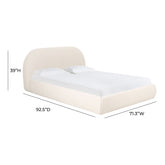 Bara Cream Textured Velvet Queen Bed Model: TOV-B68876